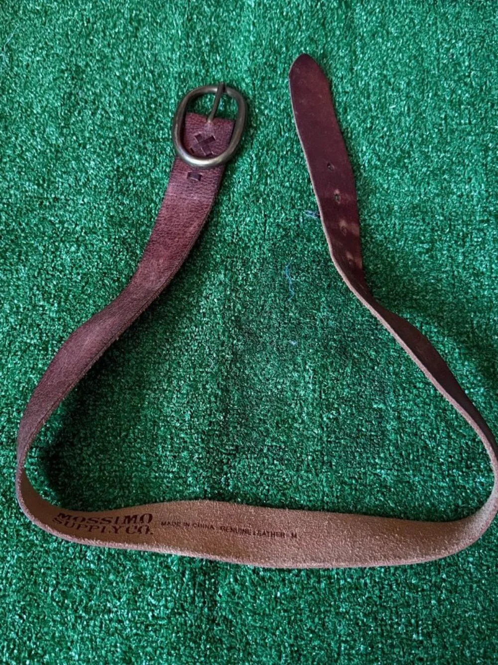 Mossimo Supply Co Brown Genuine Leather Belt Oval Buckle Size M Vintage Unisex